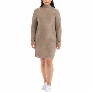NWoT Hilary Radley Womens Knit Long Sleeve Sweater Dress Brown $80 UU053